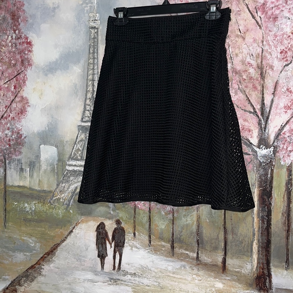 Club Monaco Mesh A-Line Black Mini Skirt sz 4